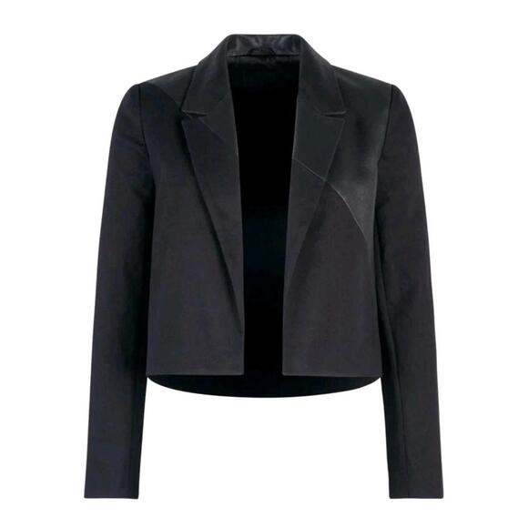 RTA Single breasted leather and denim blazer- Size 4 - NWT $795 Farfetch